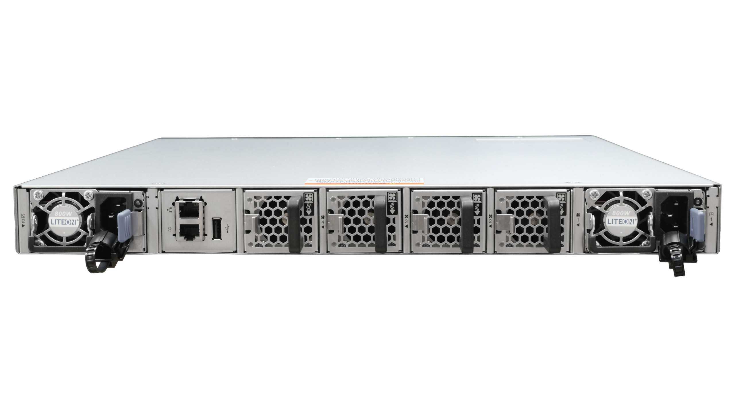 Netberg Aurora 610 48x 25GE and 8×100GE, Intel Tofino P4 Programmable Bare Metal Switch for data centers, rear top view